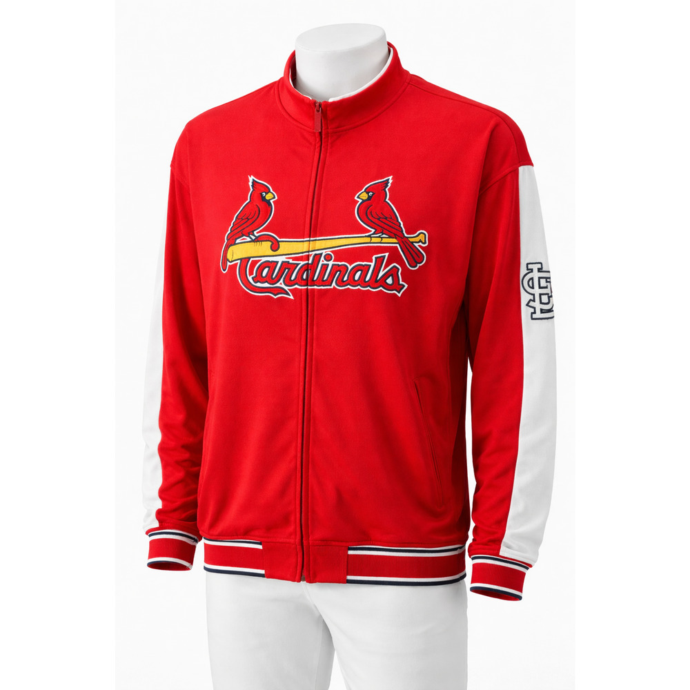 St Louis Cardinals Full Zip Jacket Stitches MLB Baseball Fan Red Jacket 2XL